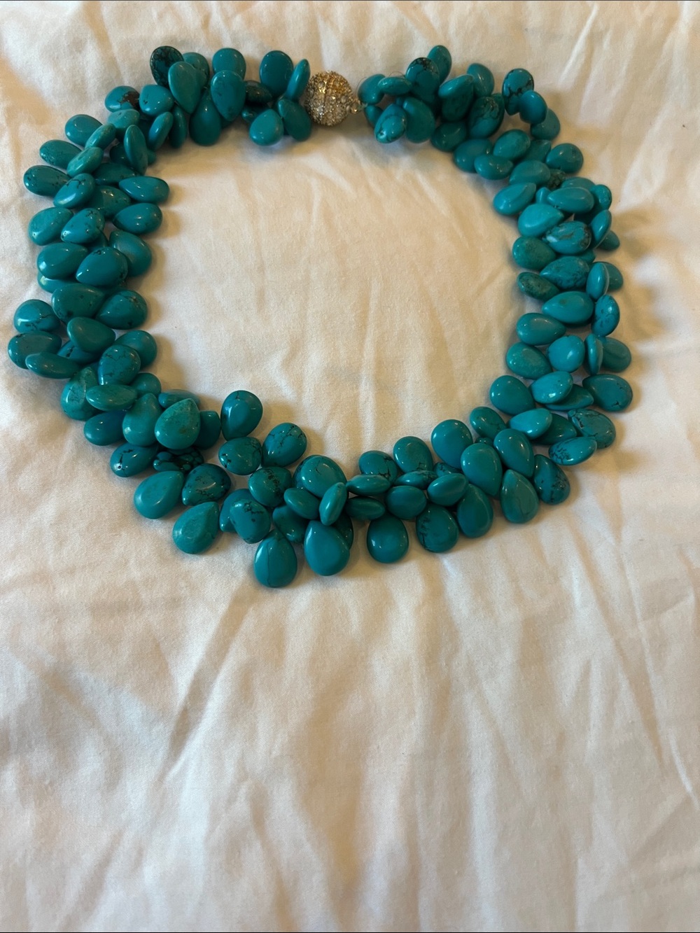 Turquoise Beaded Statement Necklace - Teal Blue